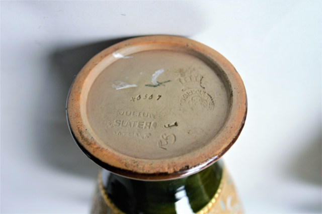 A pair of Royal Doulton Lambeth. Signed R B [Rosina Brown 1874-1903]