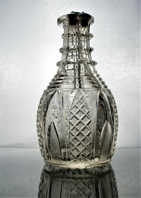 Very rare three sectioned decanter. Possibly Irish, Circa 1830-40.