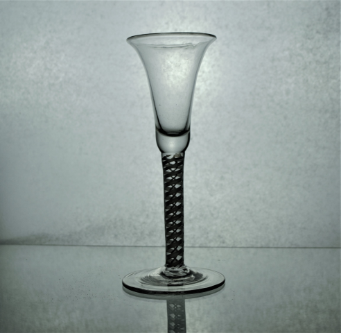Georgian bell Bowl opaque Multi Twist Stem Glass.