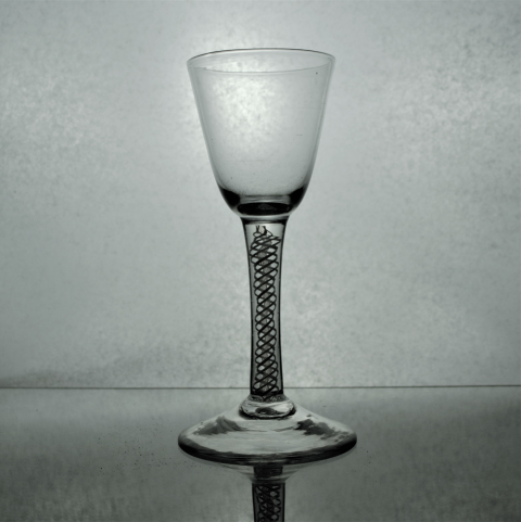 Georgian Opaque round funnel Multi Twist Plain Foot Glass.