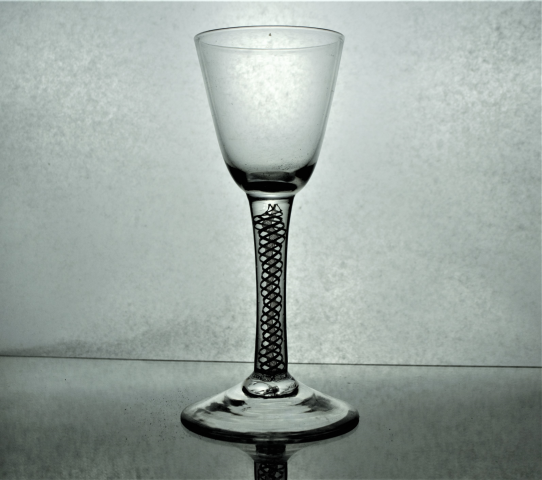 Georgian Opaque round funnel Multi Twist Plain Foot Glass.