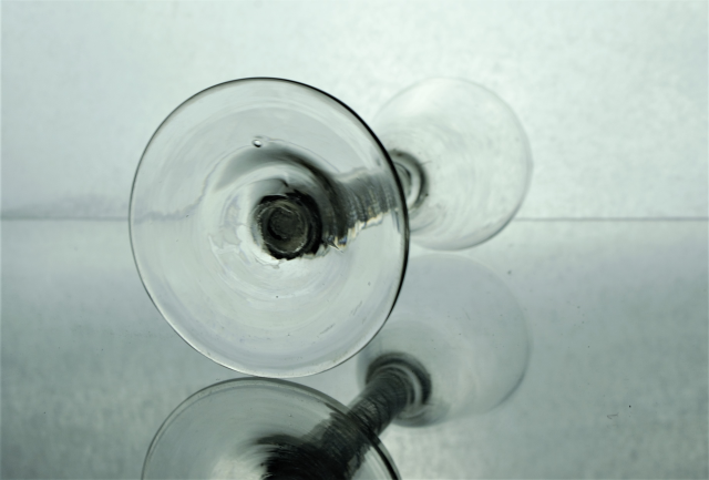 Georgian poined round funnel bowl, opaque twist drinking glass.