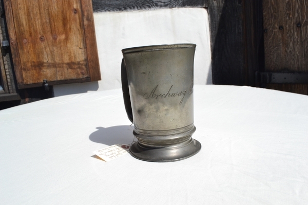 Victorian Quart Pewter Tankard by Watts, Euston.