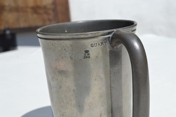 Victorian Quart Pewter Tankard by Watts, Euston.