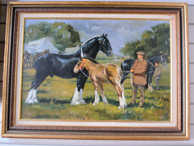 Air Vice Marshal Norman Hoad Oil on Canvas & Shire Horses at Country Fair.