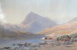 James Jackson Curnock Watercolour on Canvas with Glass Frame