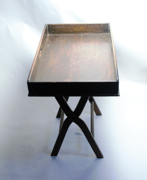 Late Victorian/ Edwardian Oak Butler Tray with Stand.