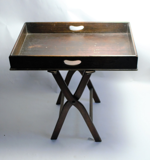 Late Victorian/ Edwardian Oak Butler Tray with Stand.