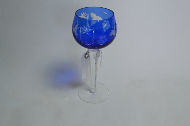 Bohemian Blue Long Stemmed Wine Glass