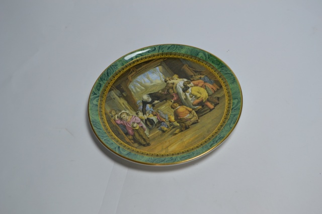 Rare Prattware Plate with Green Malachite Marble Border