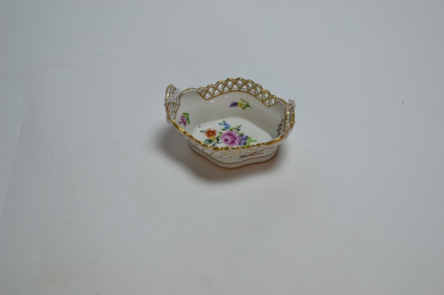 19th Century Dresden Basket Bowl.