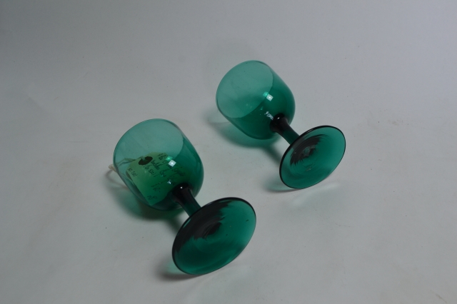 Pair of Georgian Green Wine Glasses.