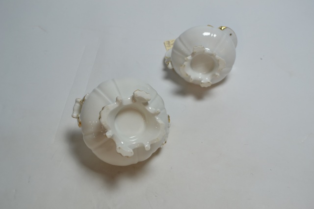 White and Gilt Lidded Sugar Bowl and Milk Jug.