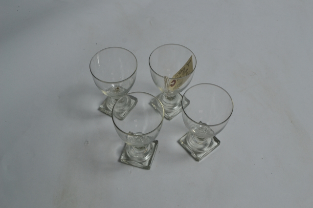 Four Victorian Square Based Glasses
