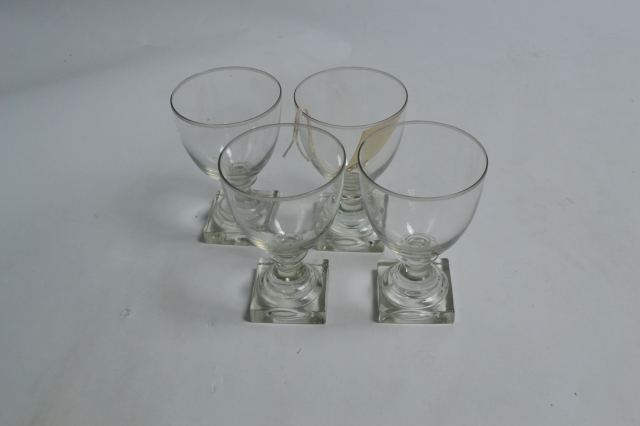 Four Victorian Square Based Glasses