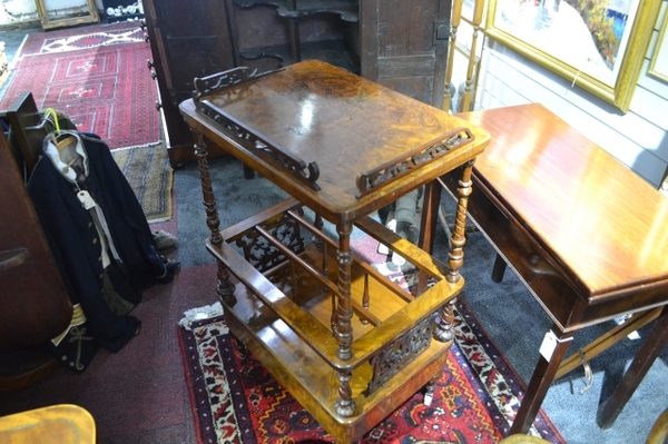 Victorian Burr Walnut Canterbury