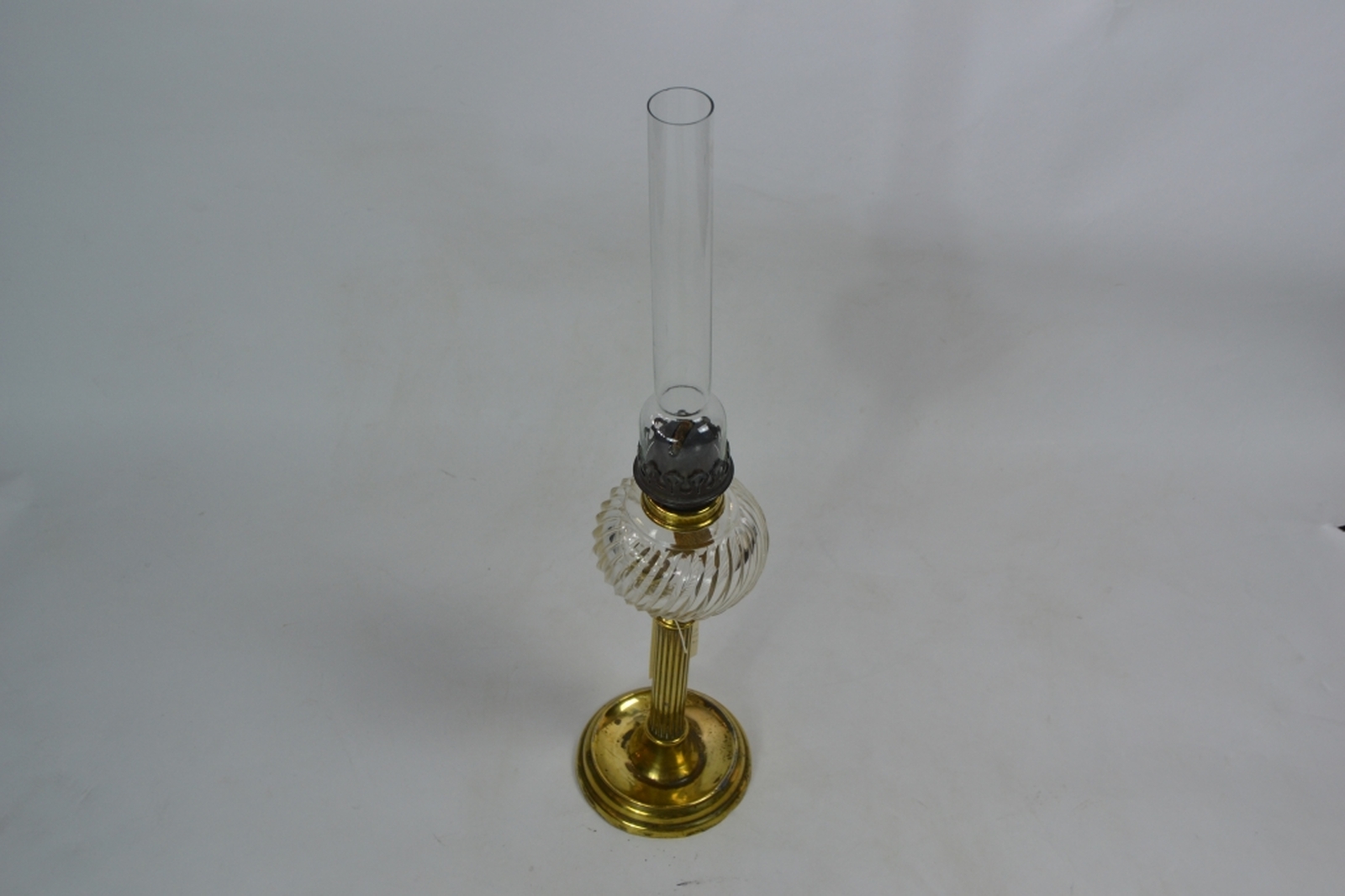 French Brass Oil Lamp with Clear Glass Reservoir