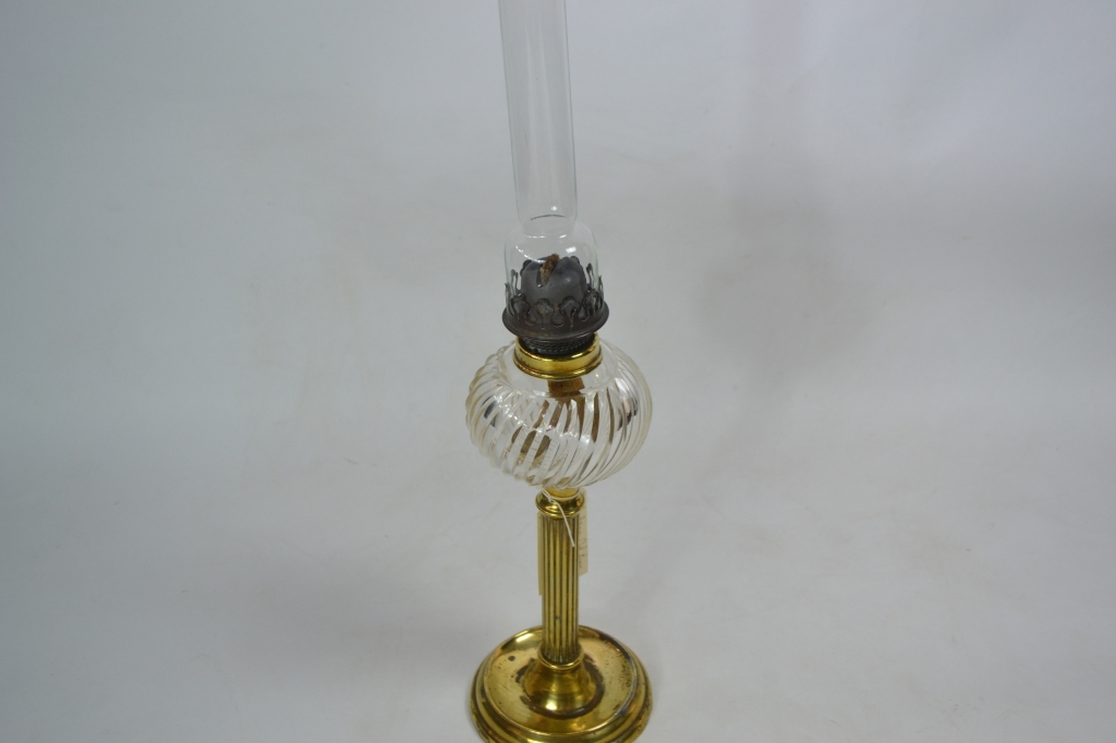 French Brass Oil Lamp with Clear Glass Reservoir