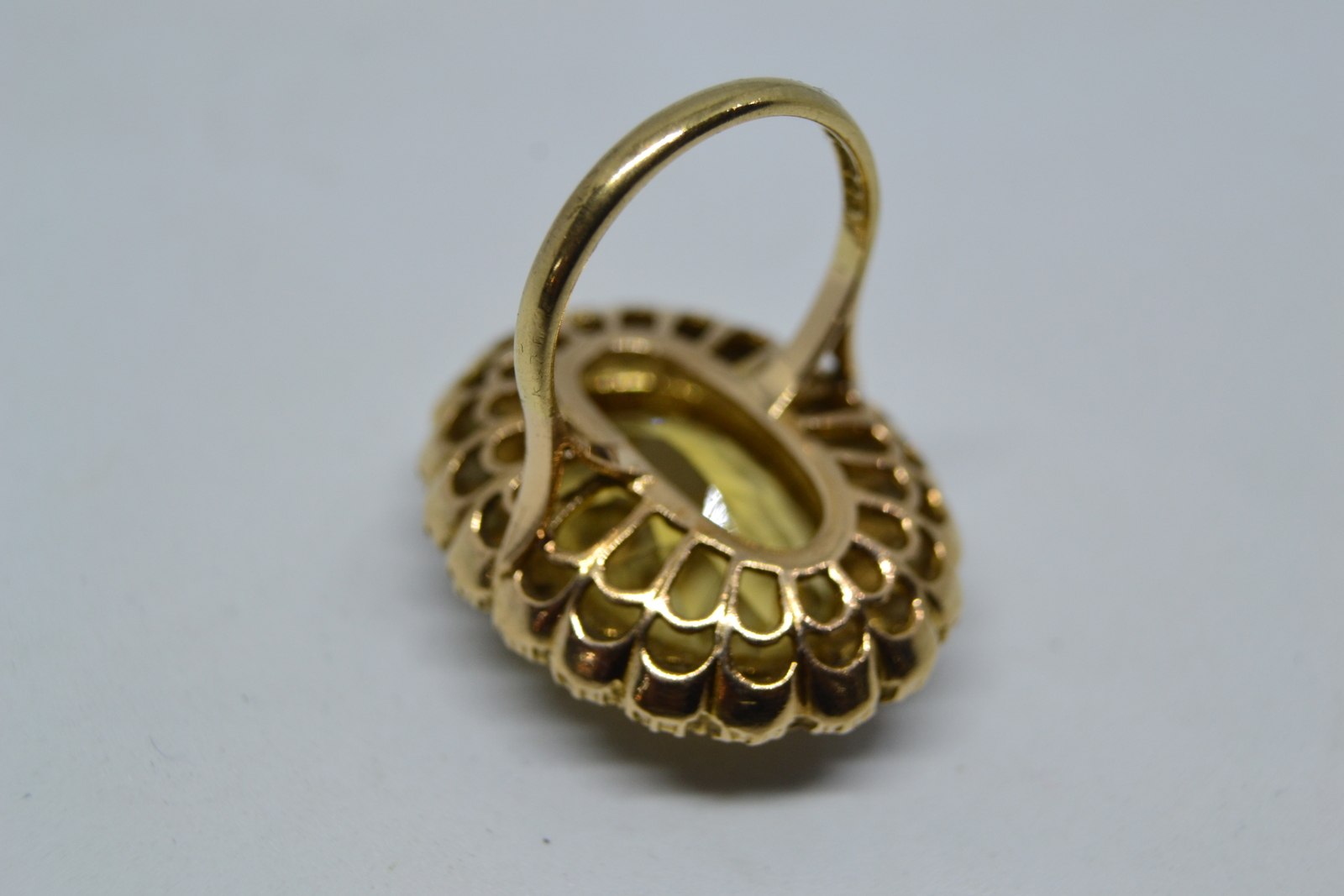 9ct Gold Citreen And Split Pearl Cluster Ring