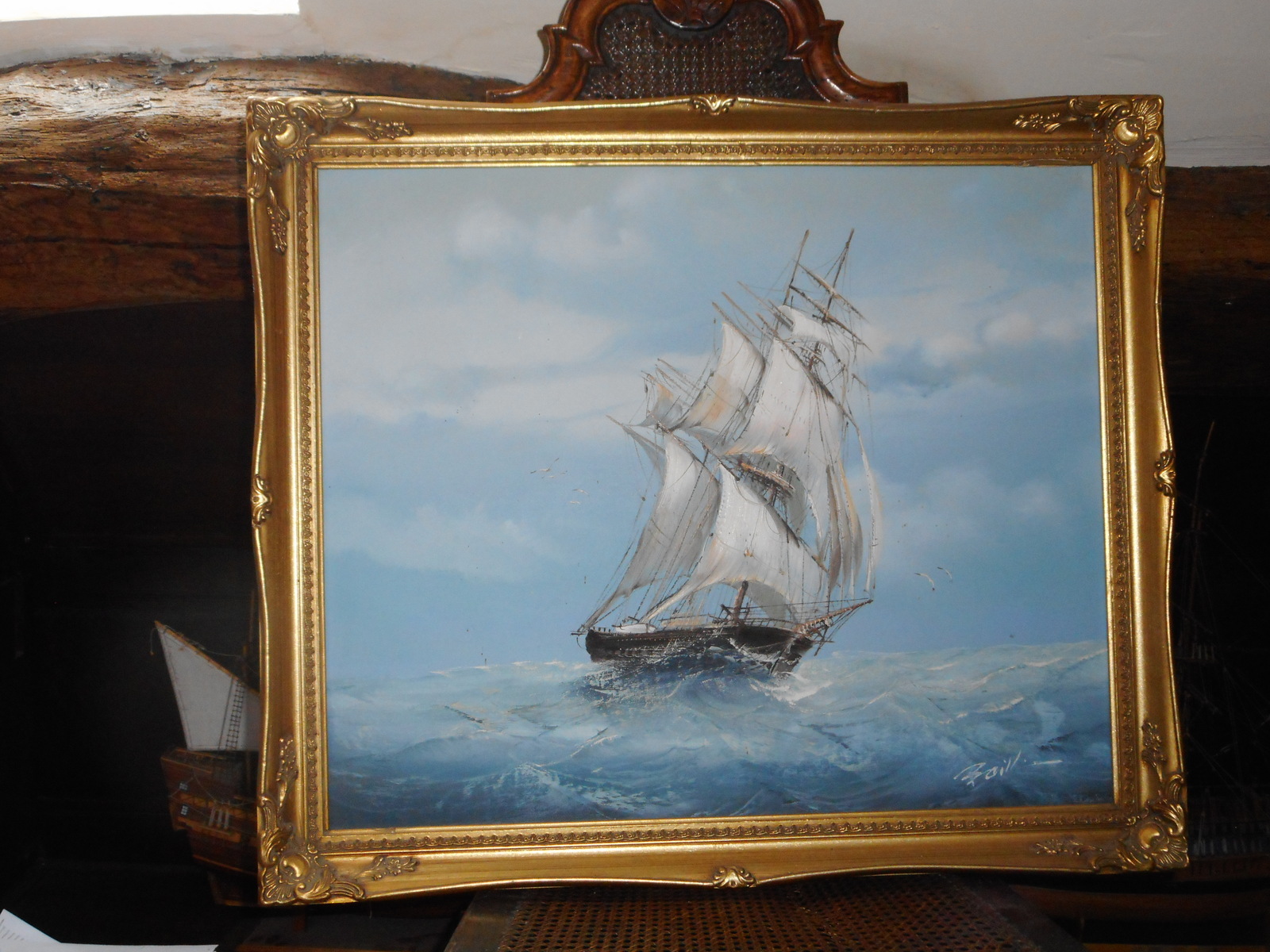Sailing Ship Oil Painting By Baill