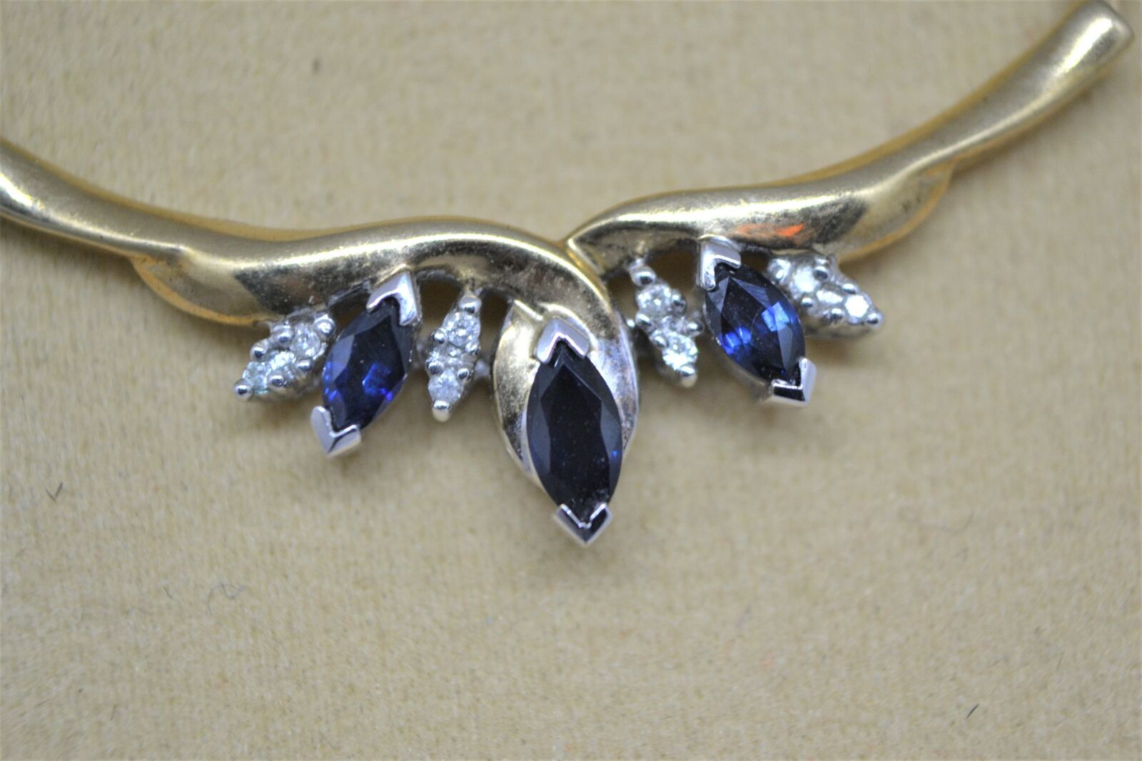 9ct Yellow Gold Sapphire And Diamond Necklace