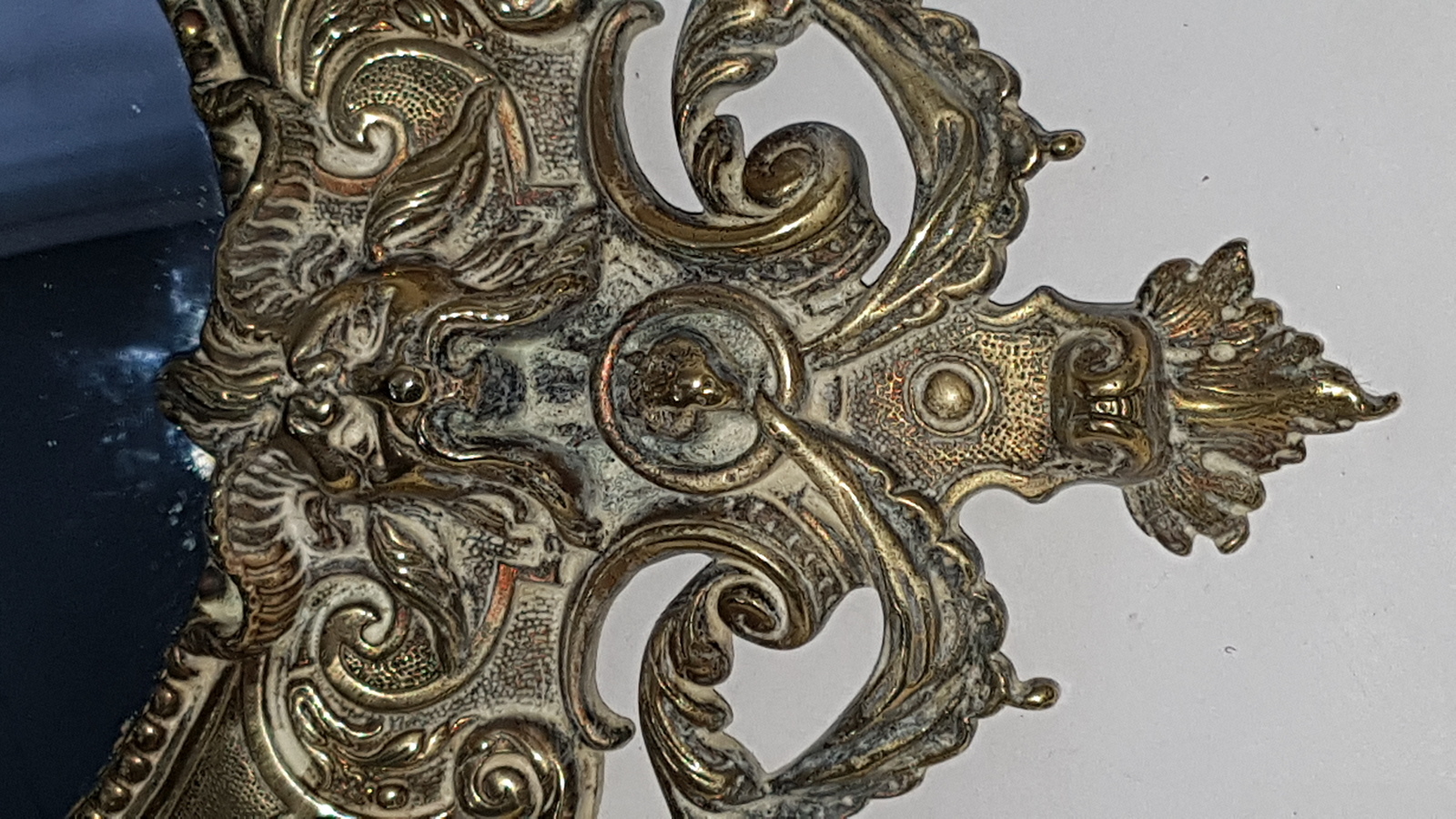 19th century Cast Brass Convex Wall Mirror