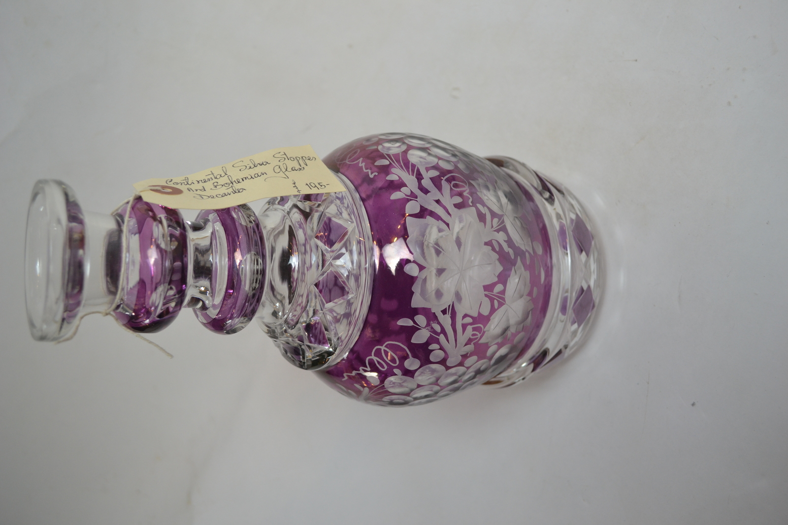 Continental silver and Bohemian glass Decanter with purple glass overlay