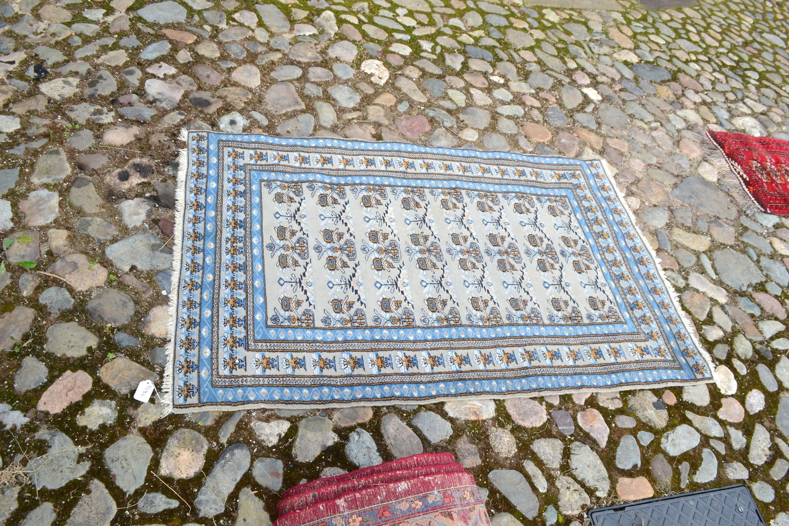 Antique Persian Rug With A Sky Blue Ground