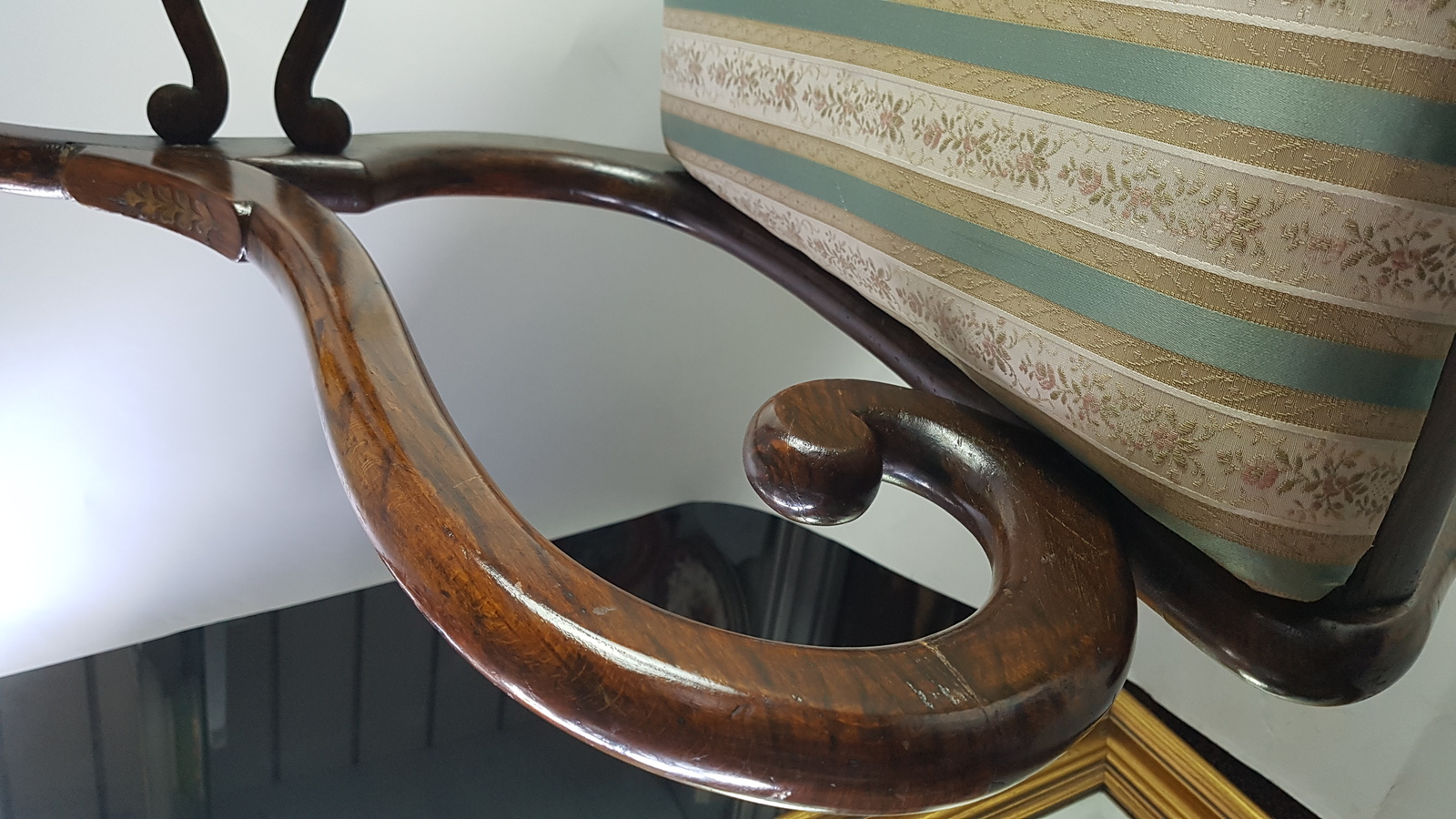 Regency And Brass Mahogany Dining Armchair.