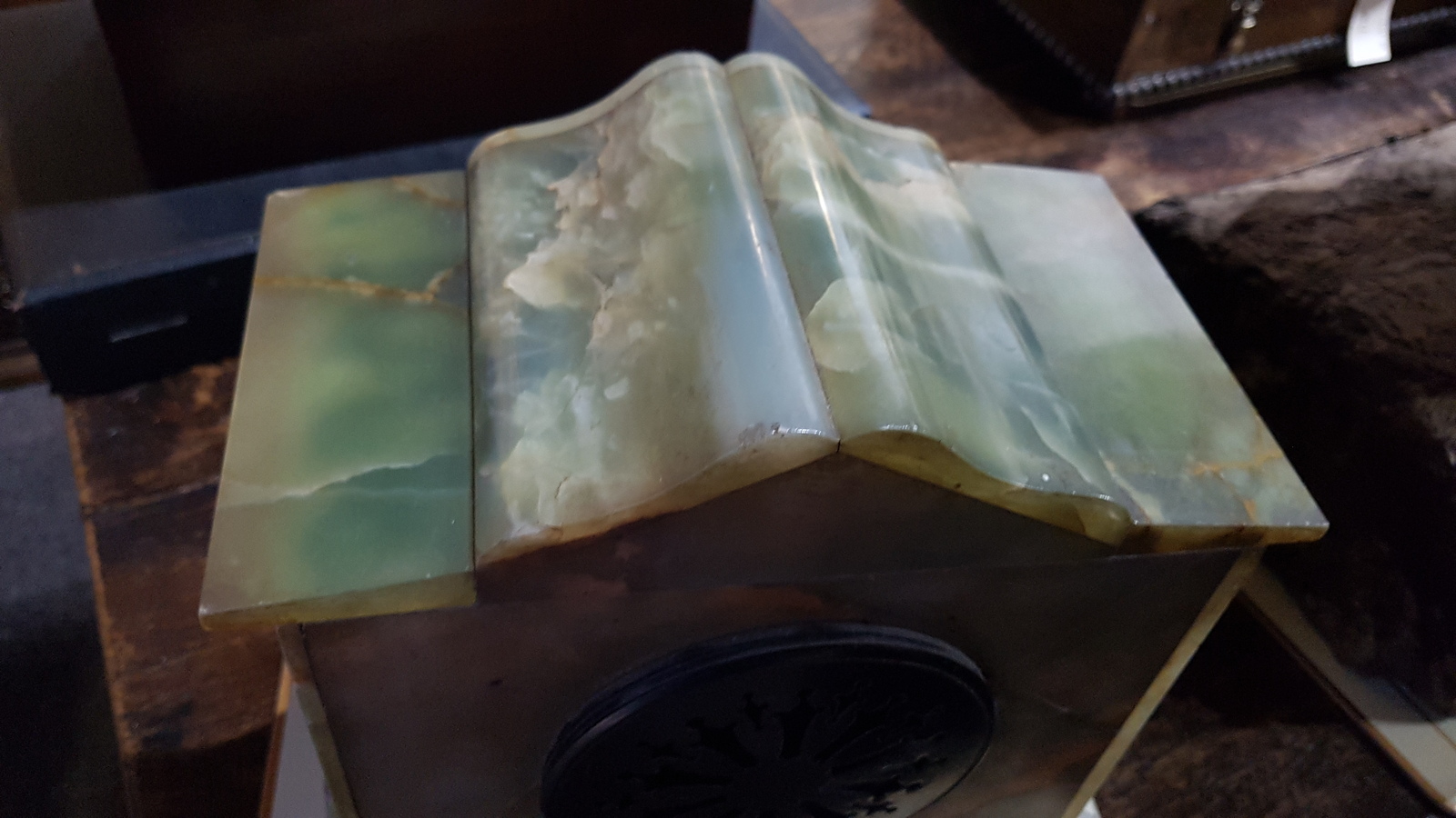 An Early 20th C. Onyx Architectural Mantel Clock