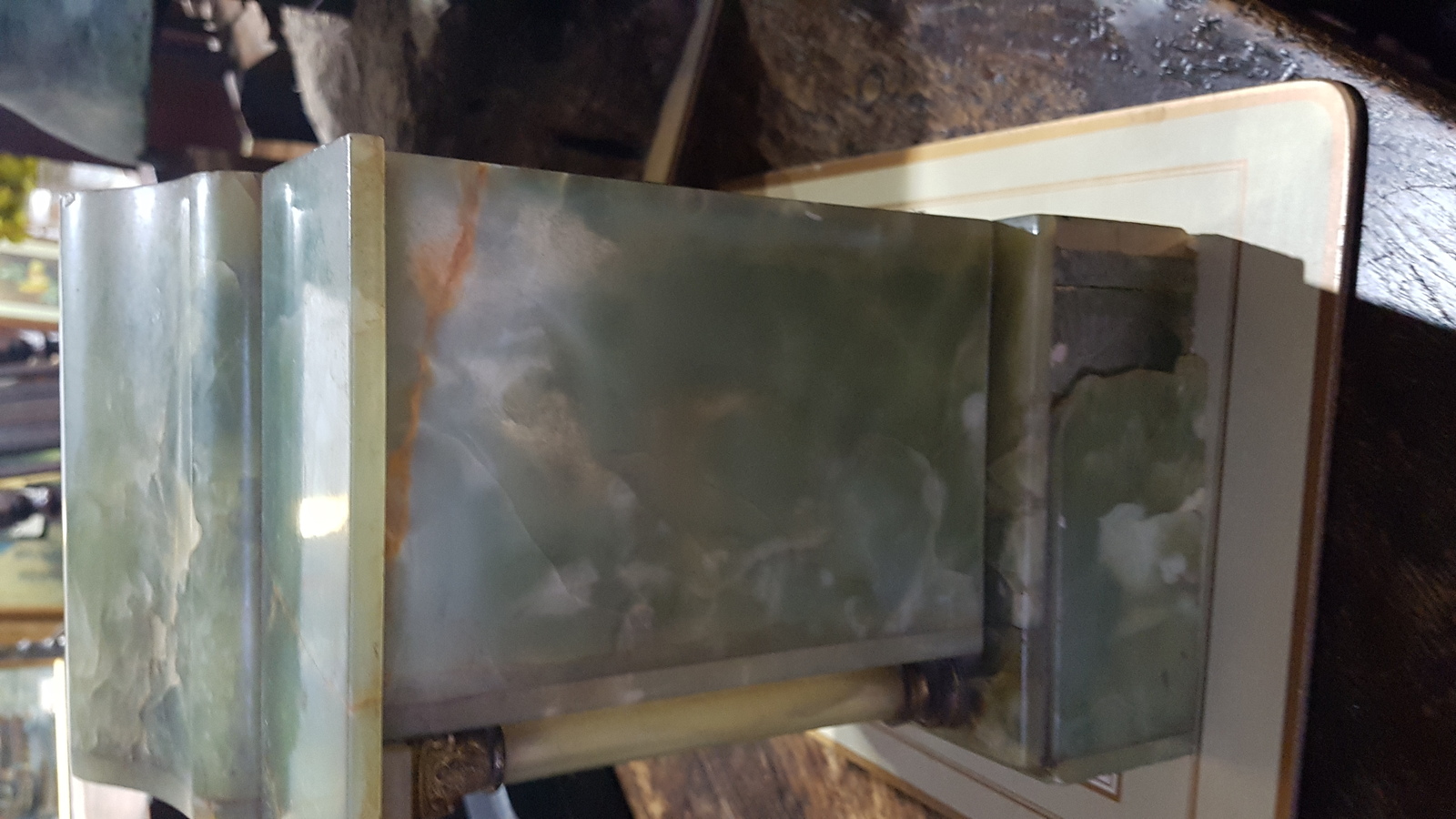 An Early 20th C. Onyx Architectural Mantel Clock