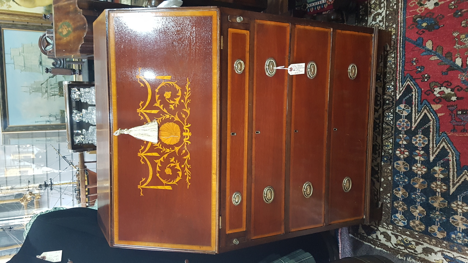 An Edwardian Mahogany And Satinwood Cross Banded Sheraton Revival  Bureau