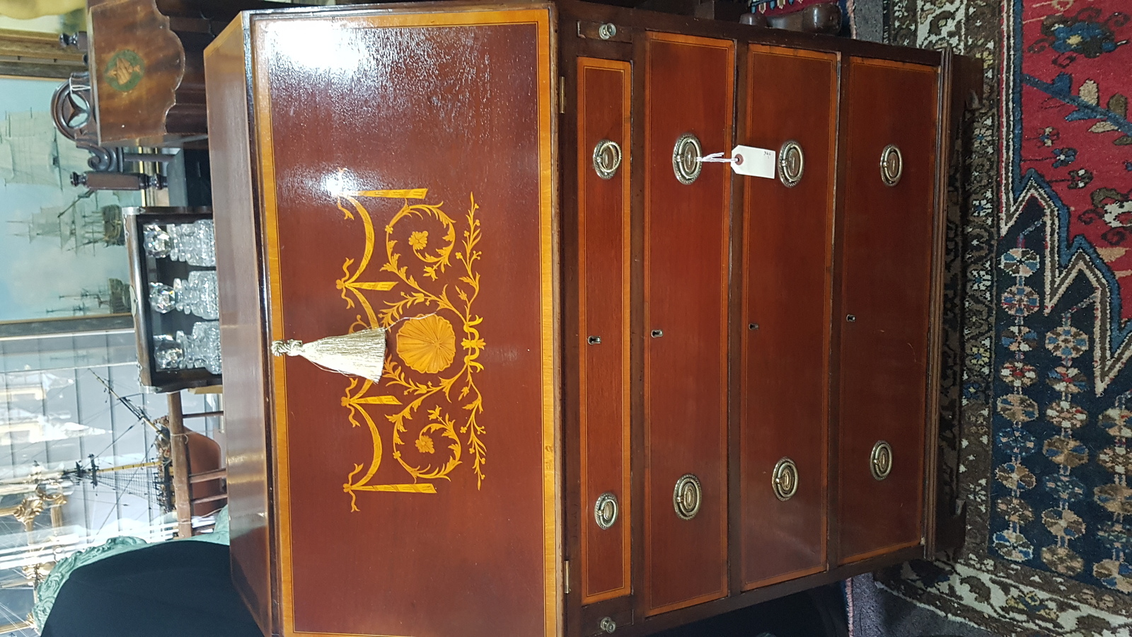 An Edwardian Mahogany And Satinwood Cross Banded Sheraton Revival  Bureau