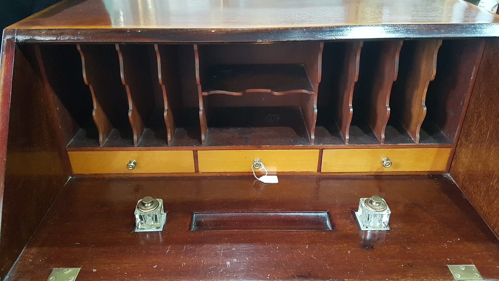 An Edwardian Mahogany And Satinwood Cross Banded Sheraton Revival  Bureau