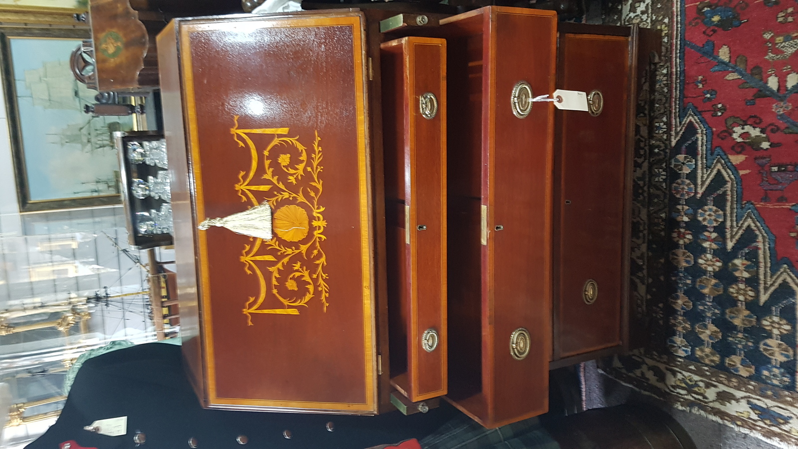 An Edwardian Mahogany And Satinwood Cross Banded Sheraton Revival  Bureau