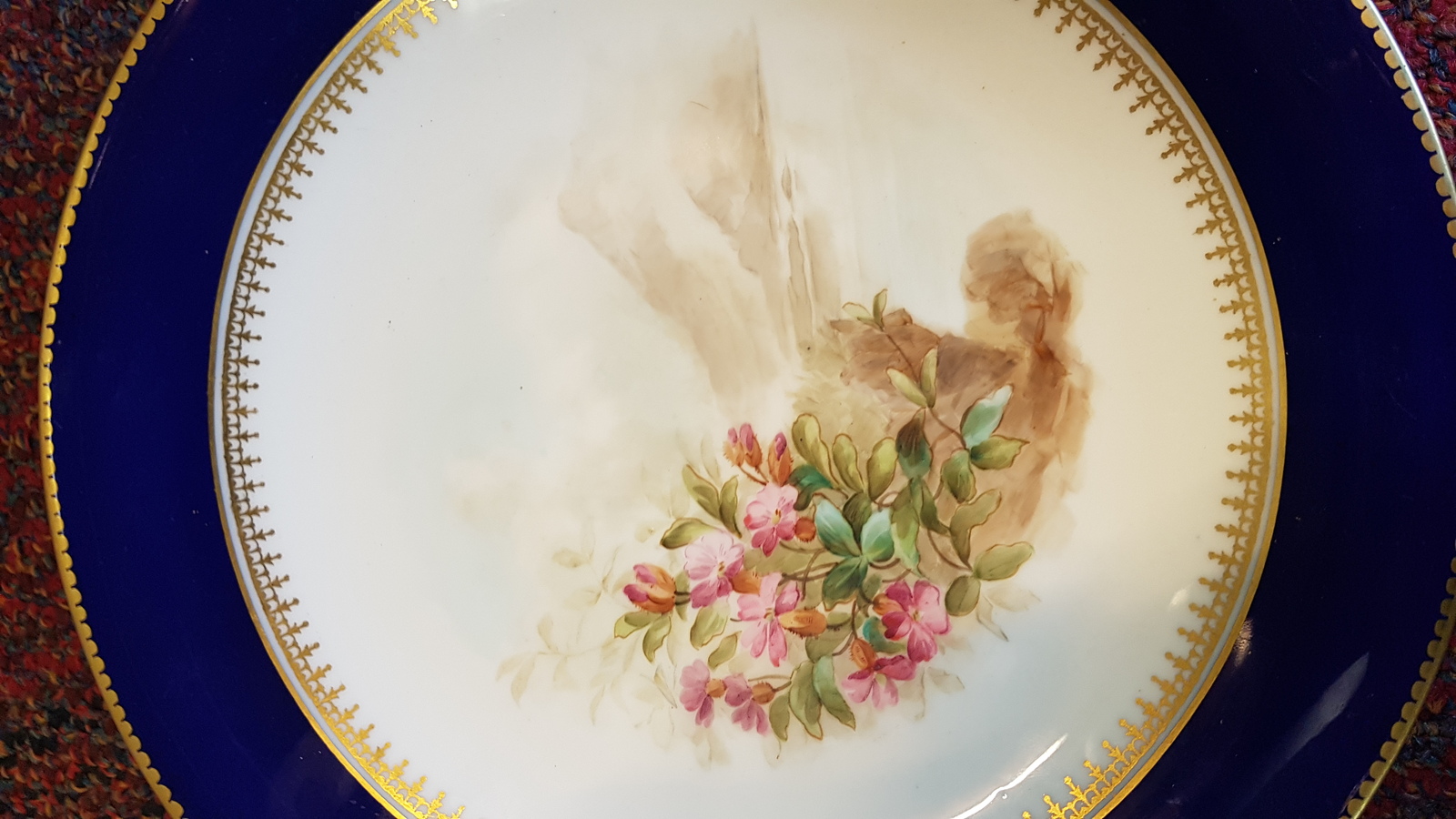 19th C. Handpainted With Wild Flowers Royal Worcester  Plate