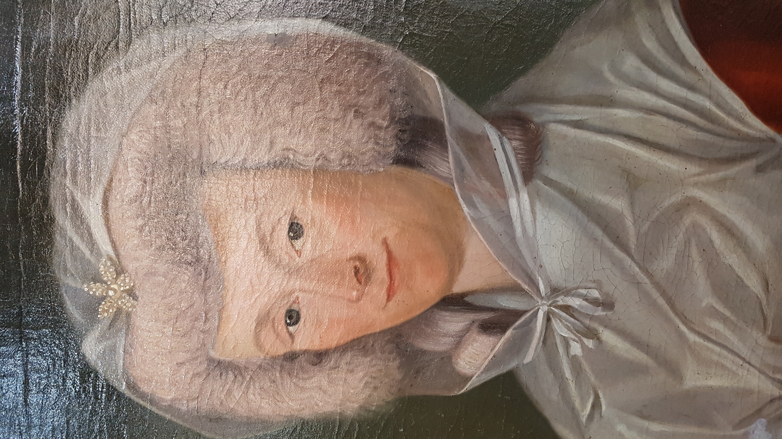18th Century Oil On Canvas Portrait Of  A Woman