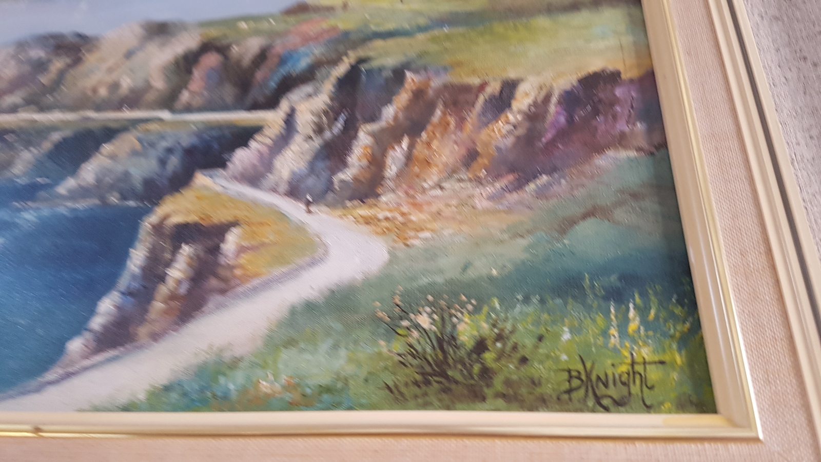 20th C. Coastal Scene Painting Oil On Board