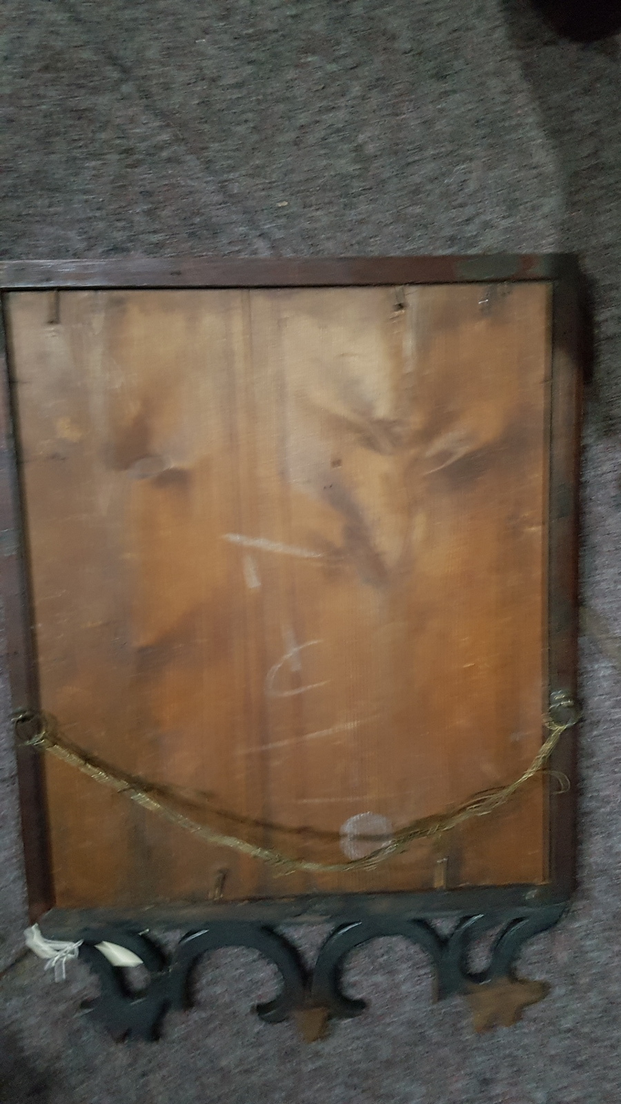 Small 19th C. Mahogany Fretwork Wall Mirror.