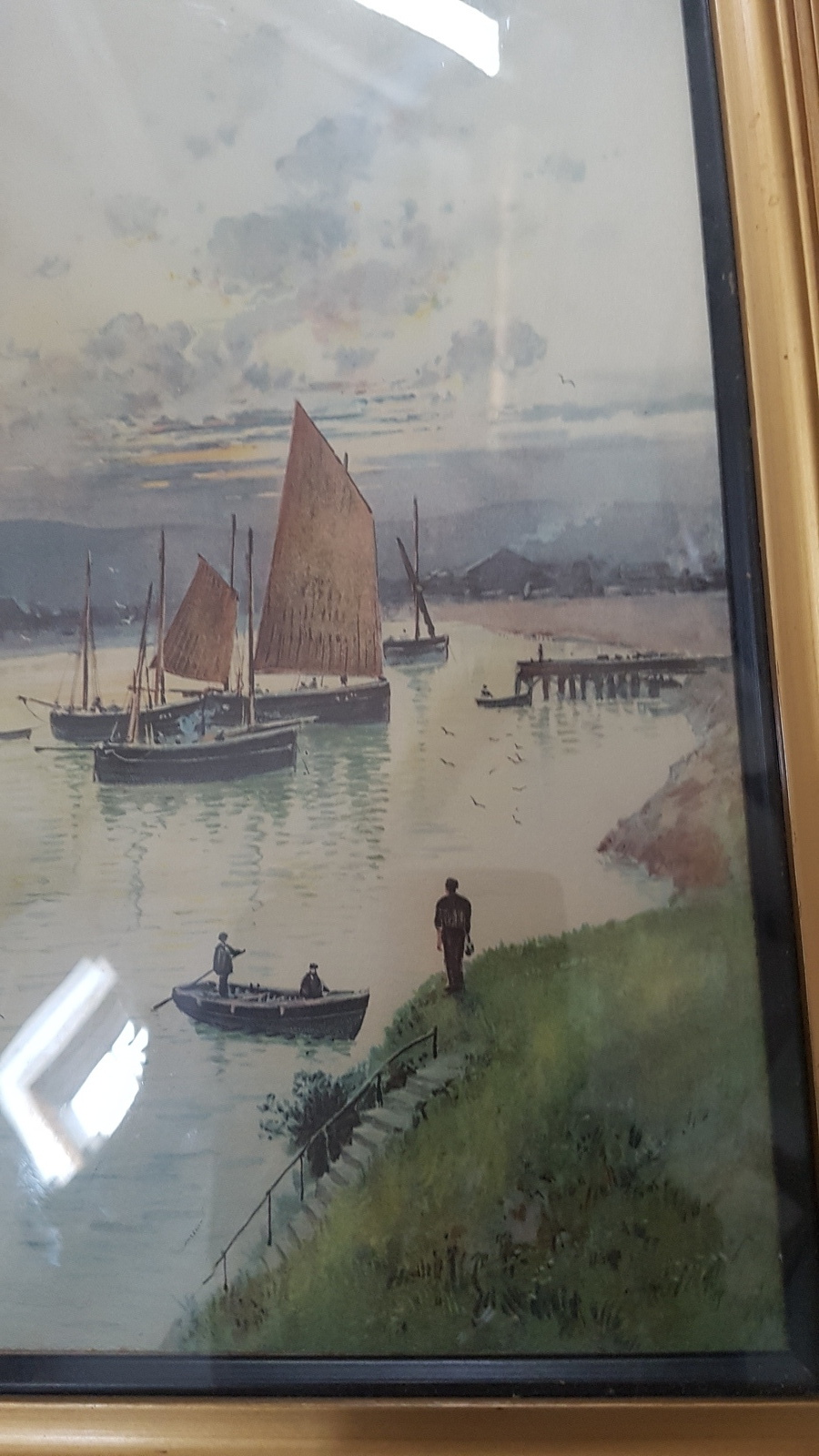 An Early 20th C. Watercolour Riverside Landscape, Unsigned, Framed And Glazed