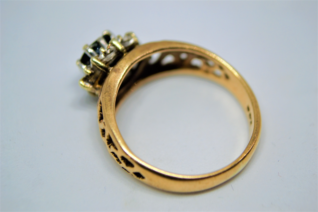 A 9ct Gold Sapphire and Diamond Ring.