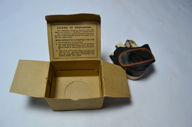Civilian Gas Mask, Named with Box