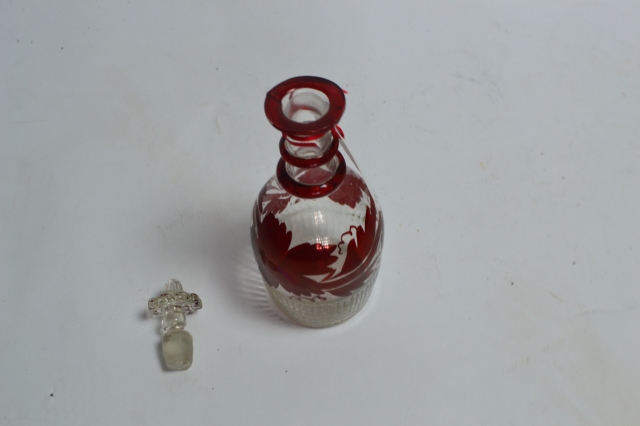 Small Georgian Decanter Flashed Red.
