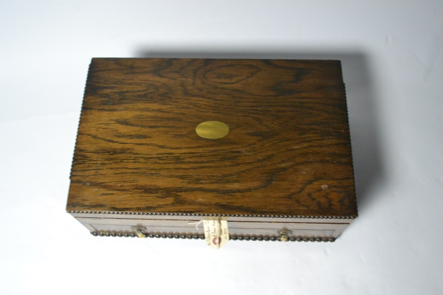 Edwardian Oak Canteen of Bone Handled Silver Plated Cutlery